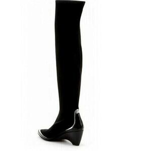 Jady Rose Walk Your Way Boots Contrastive Trim Knee Length Leather Black 8M NWOB